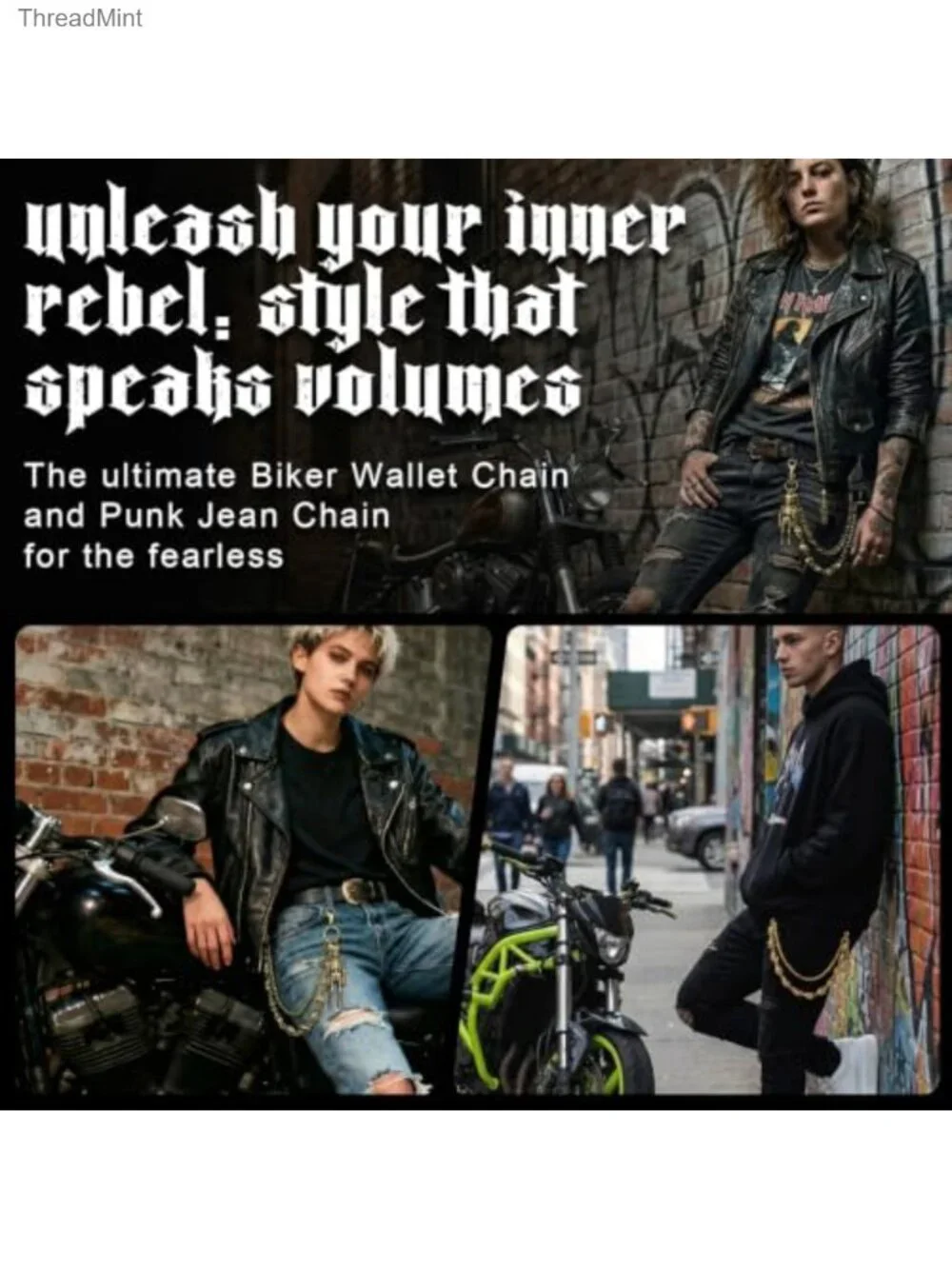 Heavy Metal Skull Wallet Chain Men Gothic Punk Biker Pant Jean Chain 24in